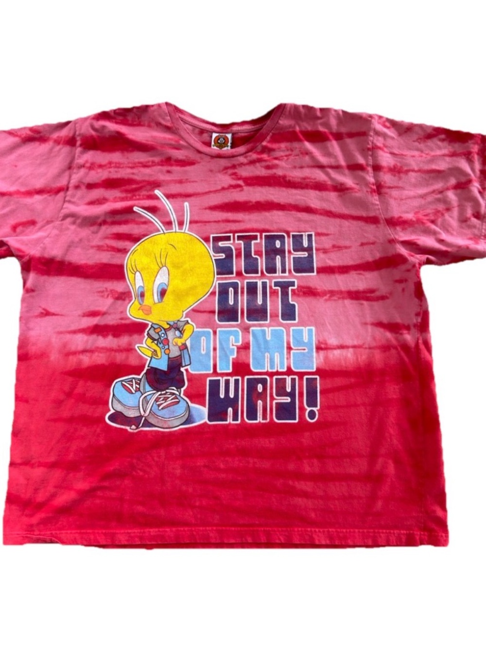 Vintage 90s Y2K Looney Tunes Tweety Bird Tie Dye T-Shirt XXL Get Out Of My Way